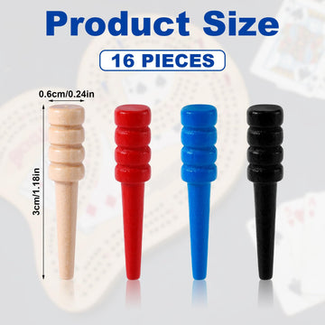 16Pcs Cribbage Pegs, Wooden Cribbage Board Pegs Fit 1/8 Inch Holes Crib Pins Cribbage Accessories For Traditional Cribbage Board