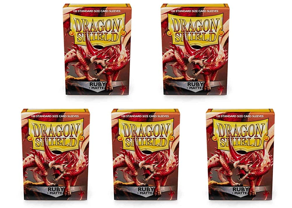 5 Packs Dragon Shield Matte Ruby Standard Size 100 Ct Card Sleeves Value Bundle!