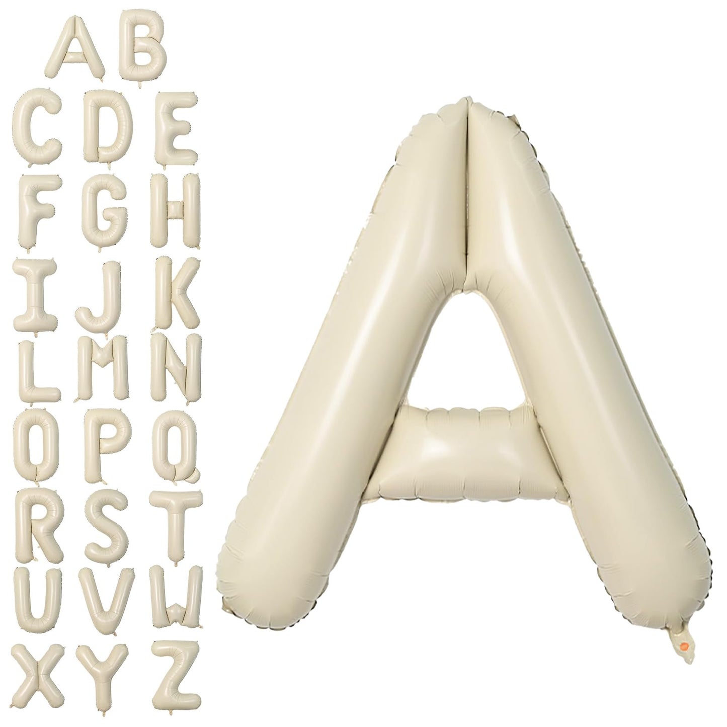 Letter Balloons Beige,40 Inch Letter A Balloons,A-Z Alphabet Name Foil Balloons,Big Single Cream Aluminum A Word Balloons Helium