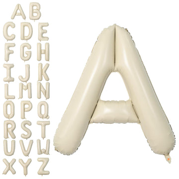 Letter Balloons Beige,40 Inch Letter A Balloons,A-Z Alphabet Name Foil Balloons,Big Single Cream Aluminum A Word Balloons Helium