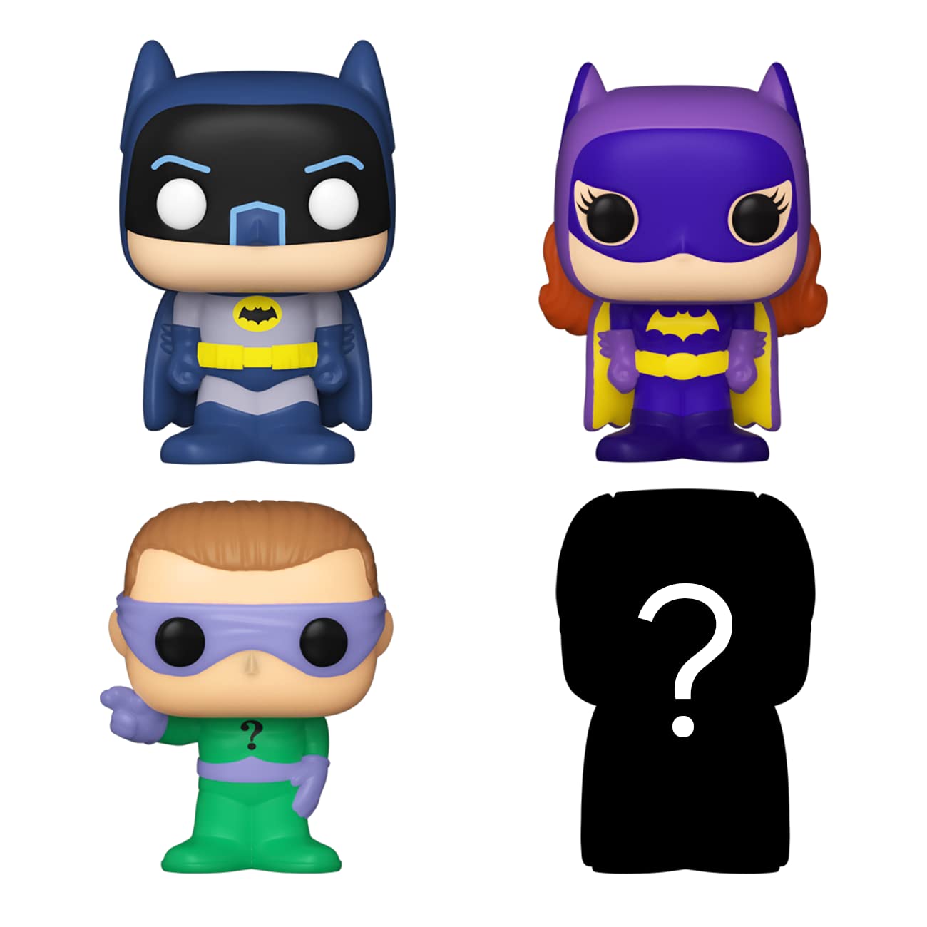 Funko Bitty Pop! Dc - Batgirl, 4-Pack - Batman, Batgirl, The Riddler And A Surprise Mystery Mini Figure - 0.9 Inch (2.2 Cm) - Dc Comics Collectable - Stackable Display Shelf Included - Gift Idea
