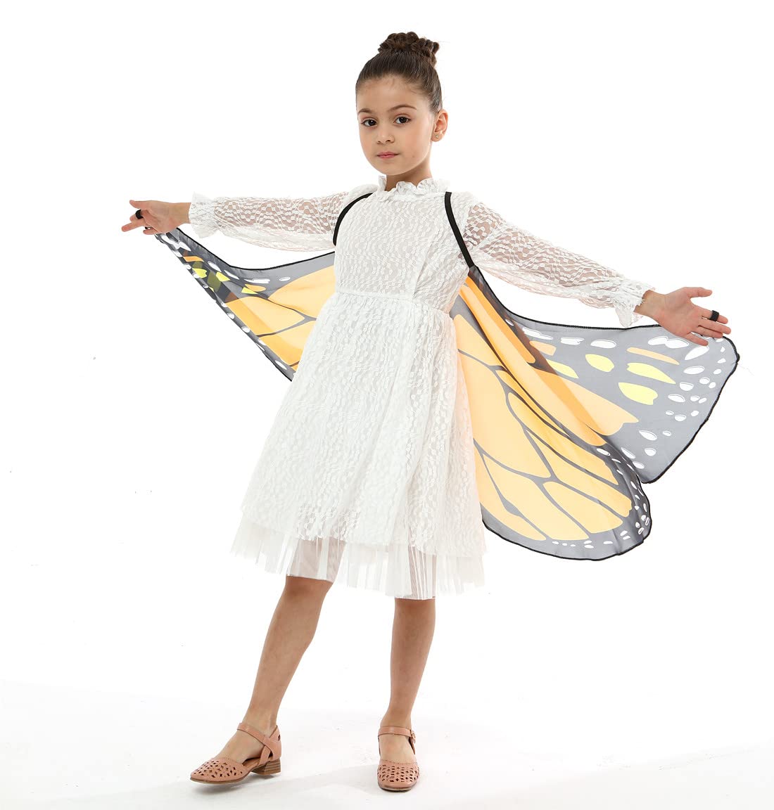 CISMARK Monarch Butterfly Wings Costume for Halloween Party (Orange butterfly)