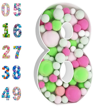 Joybox Design 3Ft Mosaic Balloon Frame Number 8 Marquee Light Up Kit, Pre-Cut Foam Board For Birthday Decoration