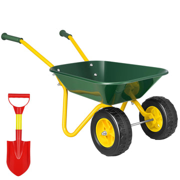 Vivohome Kids Wheelbarrow Children Garden Cart With Toddler Gardening Tool Set Child Wheel Barrel Outdoor Indoor Toys Gift Green