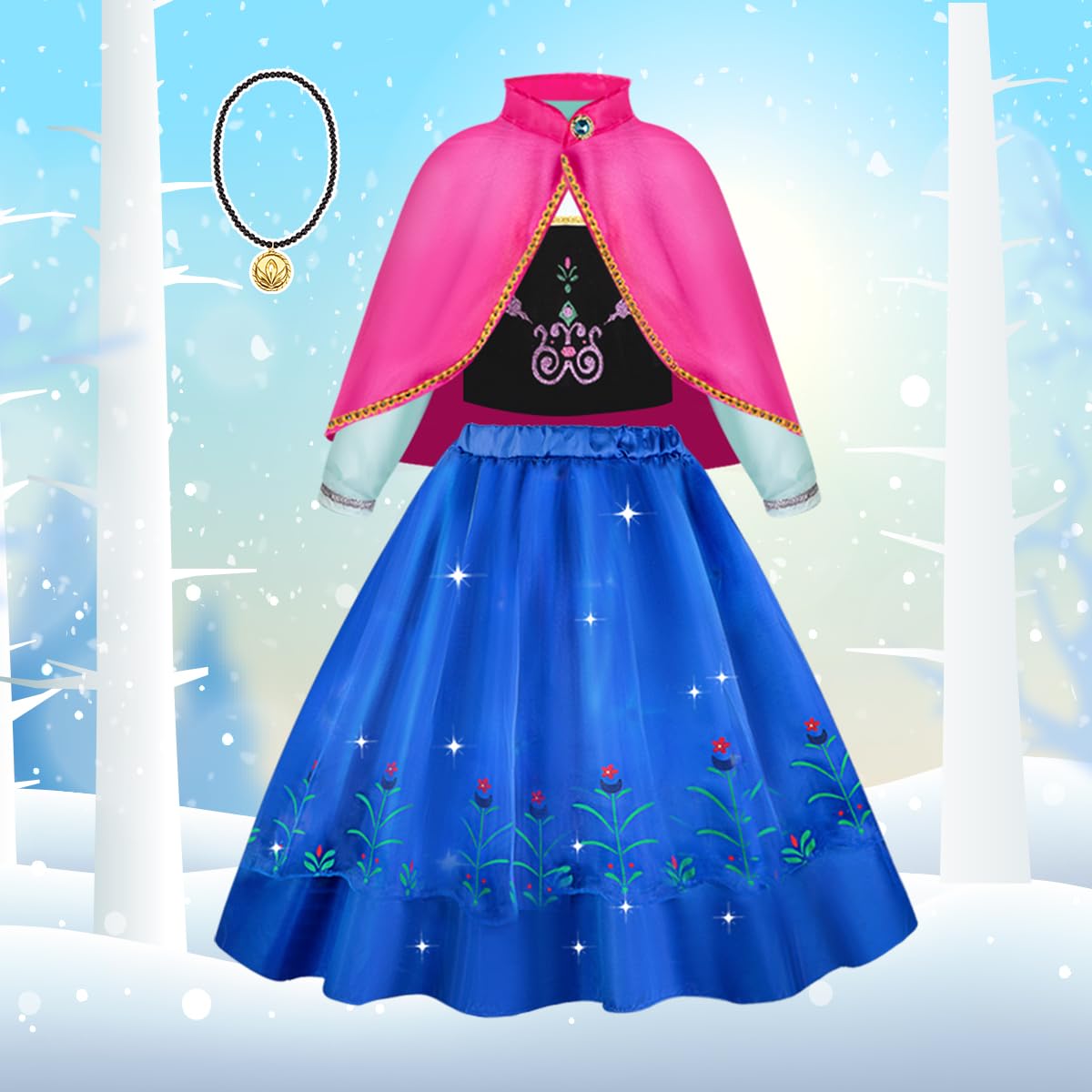 Meland Princess Dress Up - Dress Up Clothes For Girls With Princess Toys, Christmas Birthday Gift For Girls Age 3-8 Year Old (4 Princess With Bag)