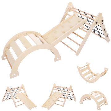 Joyspirit 3 Pcs Toddler Indoor Climbing Toy, Wooden Gym Playset, Playground Jungle Gym, Baby Triangle Folding Climbing For Climb