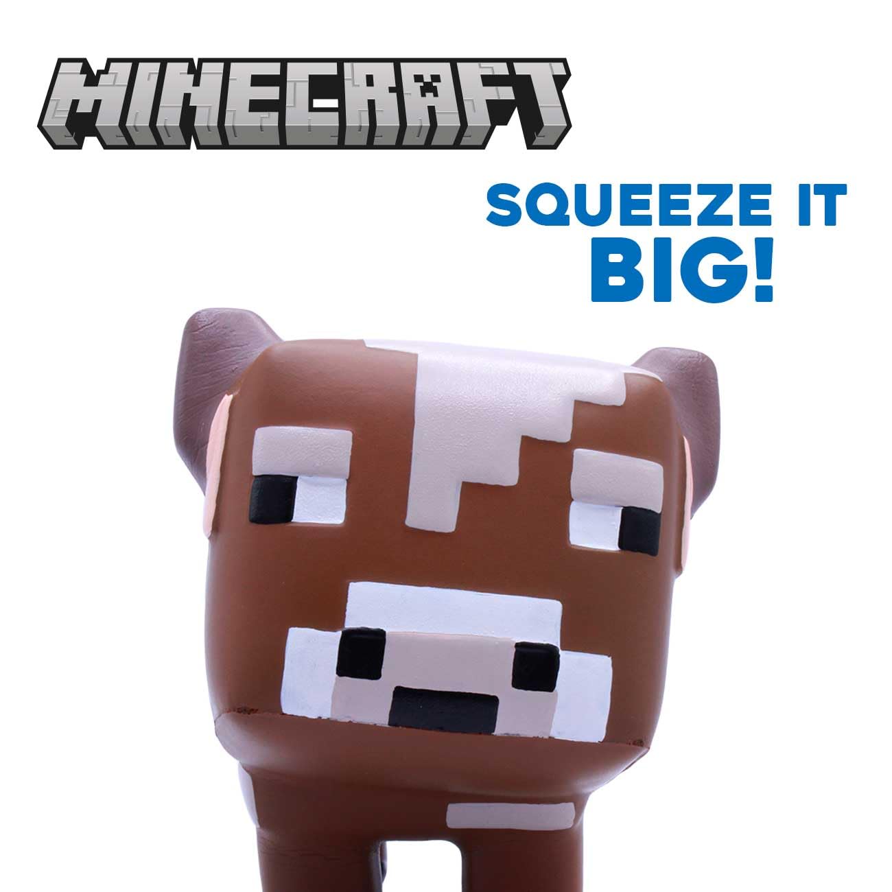 Minecraft Mega Squishme Series 4, Collectible Squishy Toy (Brown Mooshroom Cow)