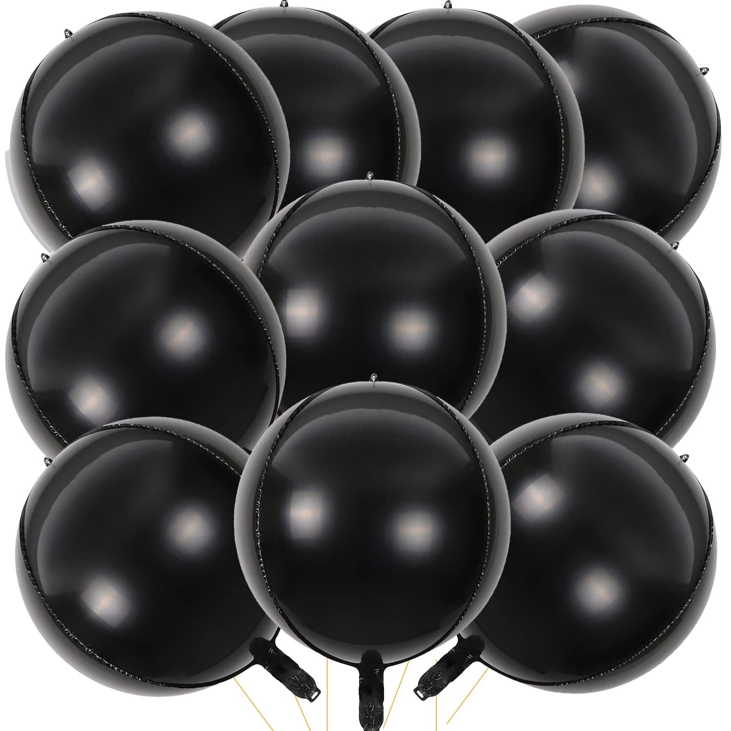 Kalor 10 Pcs 22 Inch Black Mylar Balloons, Large 4D Giant Round Foil Balloon Big Mirror Metallic Balloons For Birthday Party Baby Shower Gender Reveal Supplies