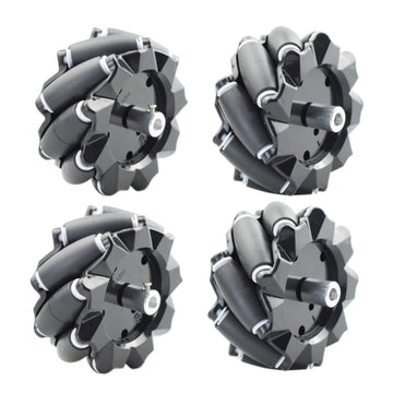 Swaytail Premium 97Mm Mecanum Wheel For Agv Robot Car Chassis, Omni Directional Tire With 4Pcs Metal 6Mm Coupling Motor Connector For Arduino Raspberry Pi Microbit Diy Rc Toy Part Steam Maker Remote