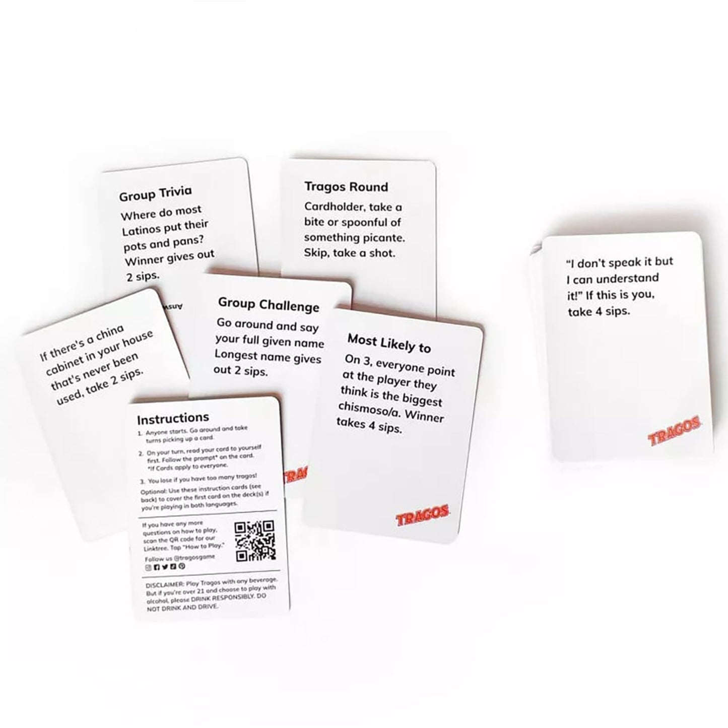 Tragos: Bilingual - English Y Espanol - The Party Game for Latinos  Relatable Hilarious Cultural Spanglish mature-themed Card Game  Fun Prompts & Dares