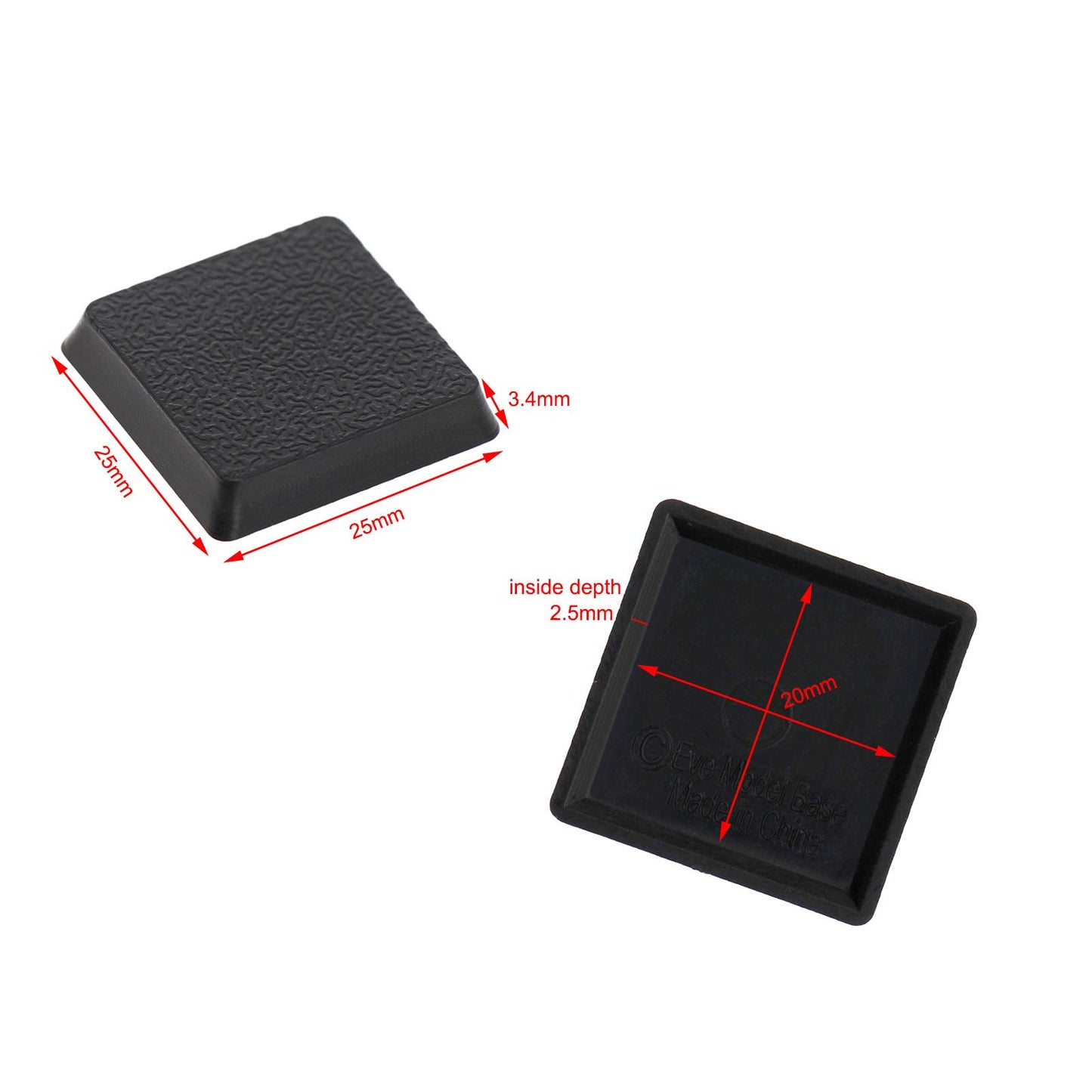 Evemodel 40Pcs 25Mm Square Black Miniature Model Bases For Tabletop Or Miniature Wargames (25Mm(0.98Inch), 40Pcs)