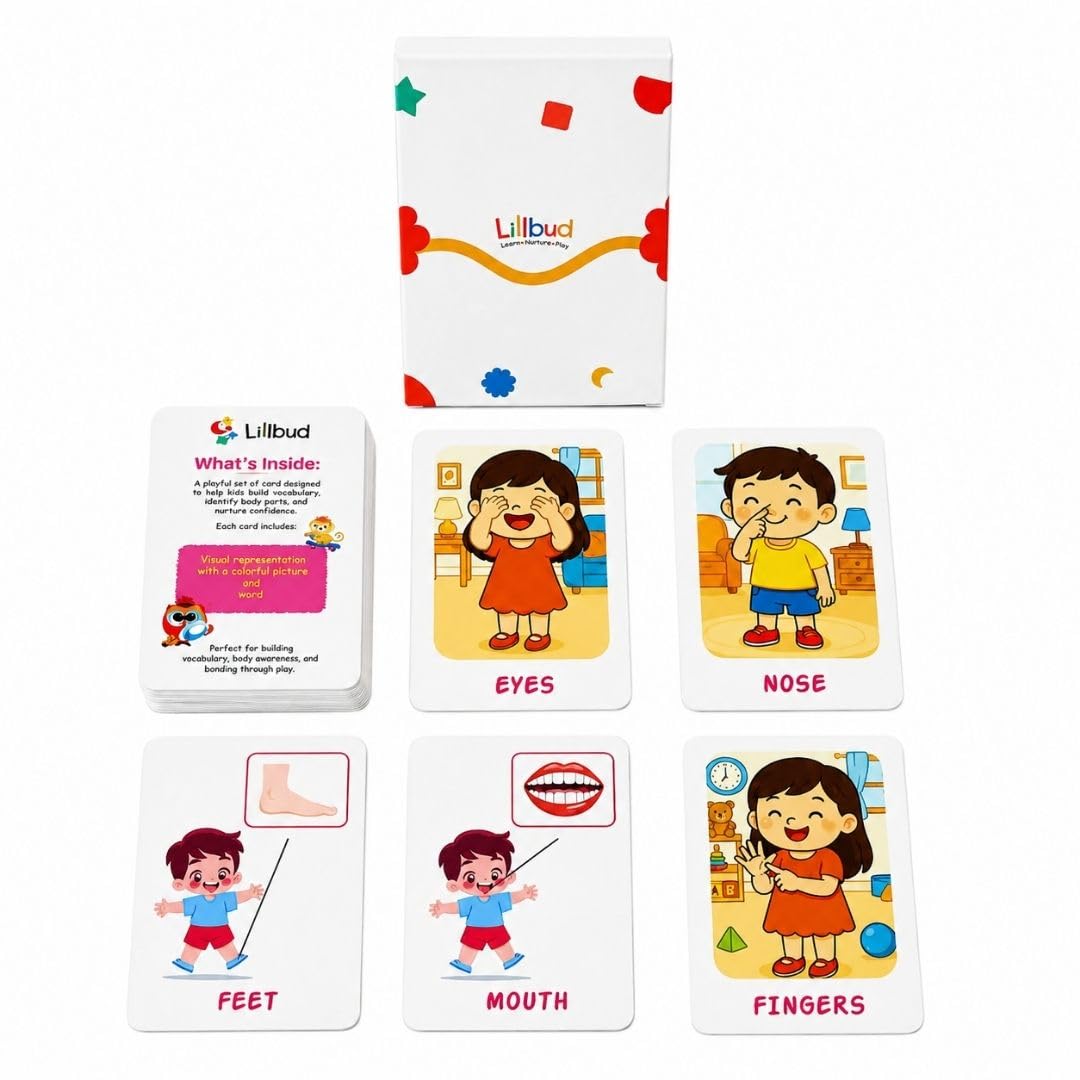 Lillbud My Body Parts Flash Cards For Toddlers | Educational Learning | 15 Doublesided Cards, Body Awareness & Vocabulary Devel