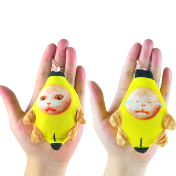 Babylounger 2Pack 4 Inch Banana Cat,Banana Cat Plush,Crying Banana Cat Plush,Funny Banana Cat Keychain With Sound For Kids Adult