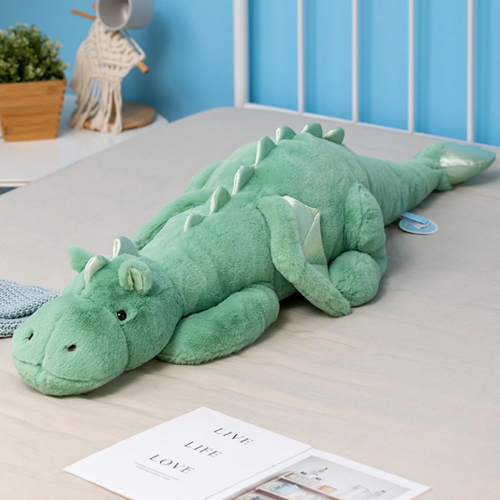 Leahaoe Giant Weighted Dragon Stuffed Animal 51.2'' 7Lbs, Soft Weighted Dragon Plush Toy, Green Dragon Plushy Pillowfort For Kid