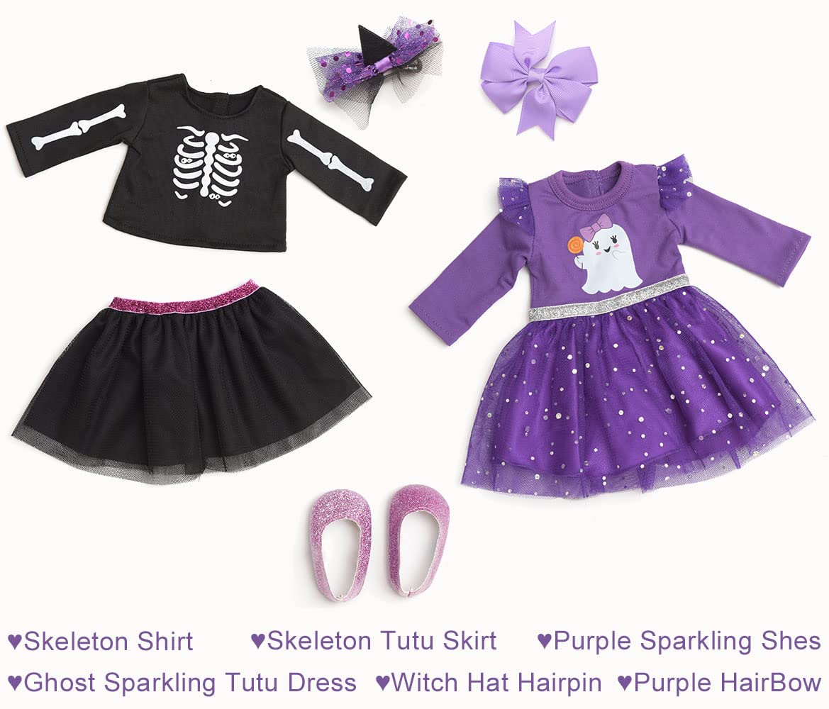 Sweet Dolly Doll Clothes Set, Doll Shoes &Accesories Included, 18 Inches Doll Halloween Costume Party Dress For American 18 Inch Doll