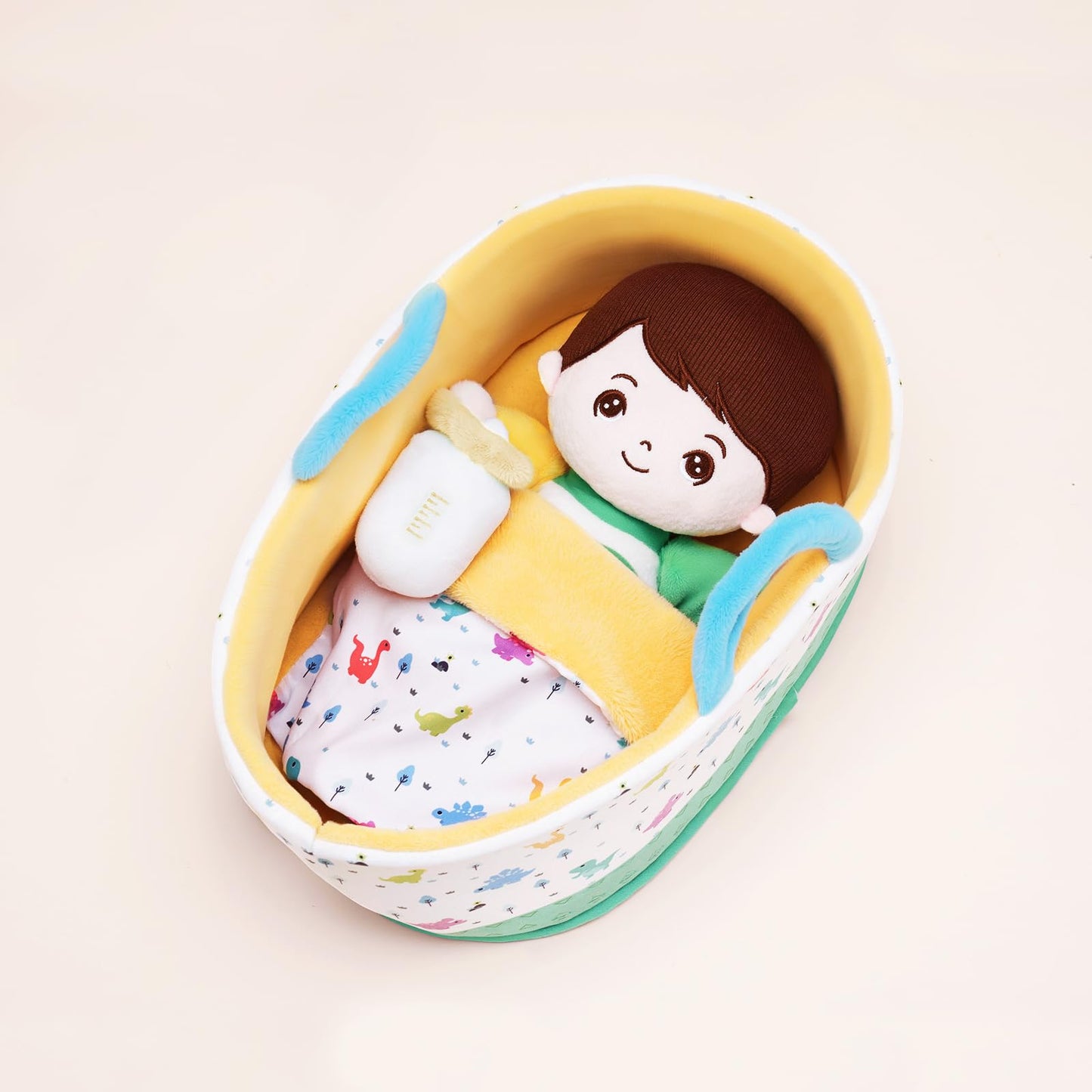 OUOZZZ 10" Soft Baby Boy Doll Set - Emotional Social Doll with Accessories, Polyester, A-car02 Dinosaur Set