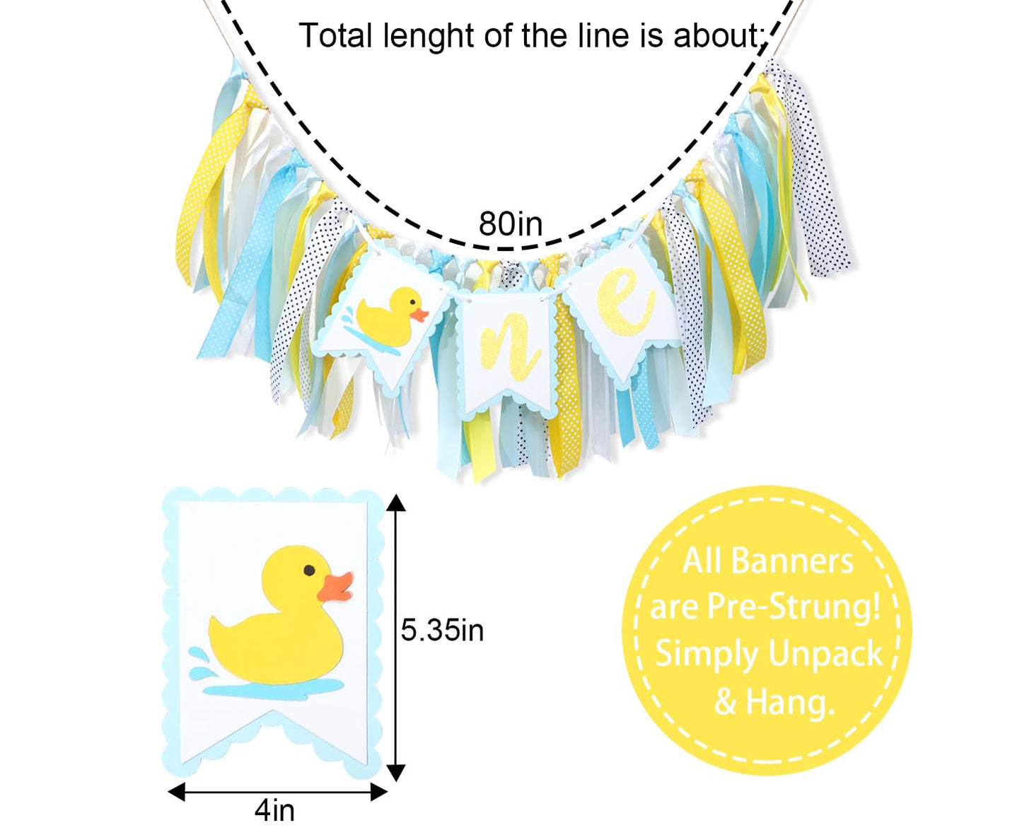 Rubber Ducky 1st Birthday high chair banner - Rubber Duck 1st Birthday Decoration, Light Blue 1st Birthday banner for Boys, Summ