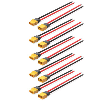 ELFCULB 5 Pairs XT60 Plug Male and Female Connector with 12AWG Cable XT60 Connector for RC Lipo Battery Drone(6Inches)