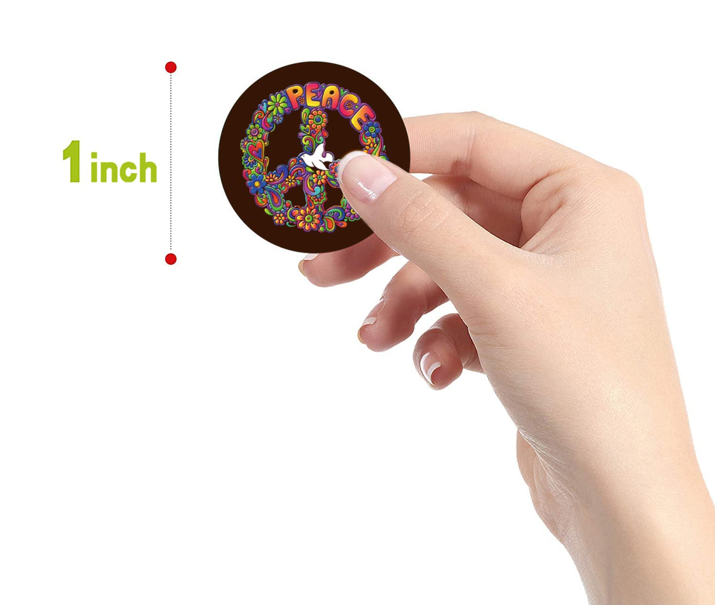 500 Pieces(8 Patterns)Peace Hippie Stickers Colorful Fashion Graffiti Rolls Self Adhesive Seals For Kids Teens Adults For Water