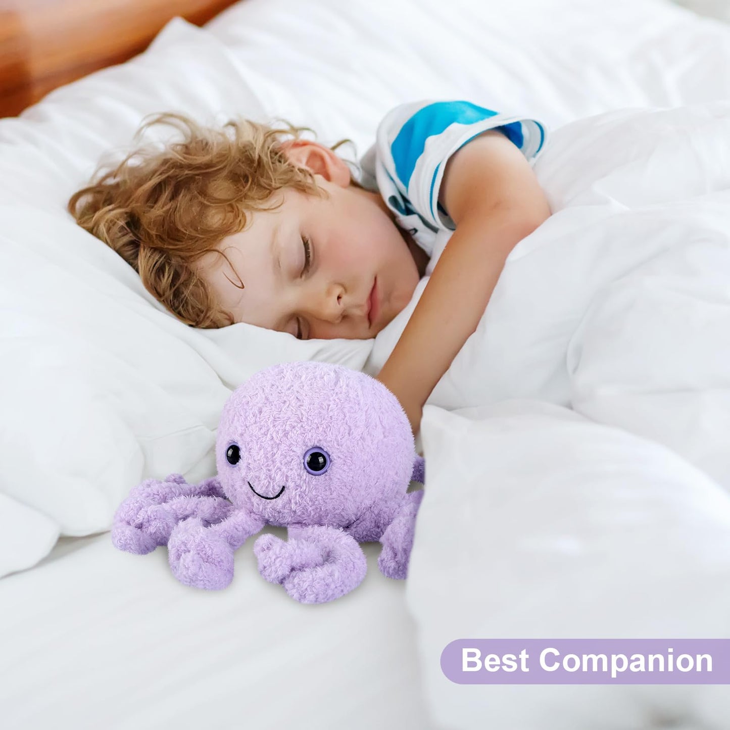 Suzzipals Microwavable & Coolable Octopus Plush, Lavender Octopus Stuffed Animals, Microwave Heating Pad Plushies For Soothing &