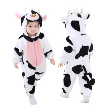 Tonwhar Kid'S And Toddler'S Costume Baby Animal Outfit Baby Boys' Girls' One-Piece Rompers Jumpsuit(12-18M,Milk Cow)