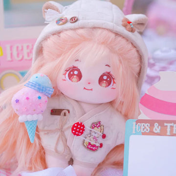 Niannyyhouse 20Cm Plush Doll Long Hair Girl Humanoid Stuffed Body No Attribute 8' Normal Body Dress Up Gifts (A-13-With Skeleton)