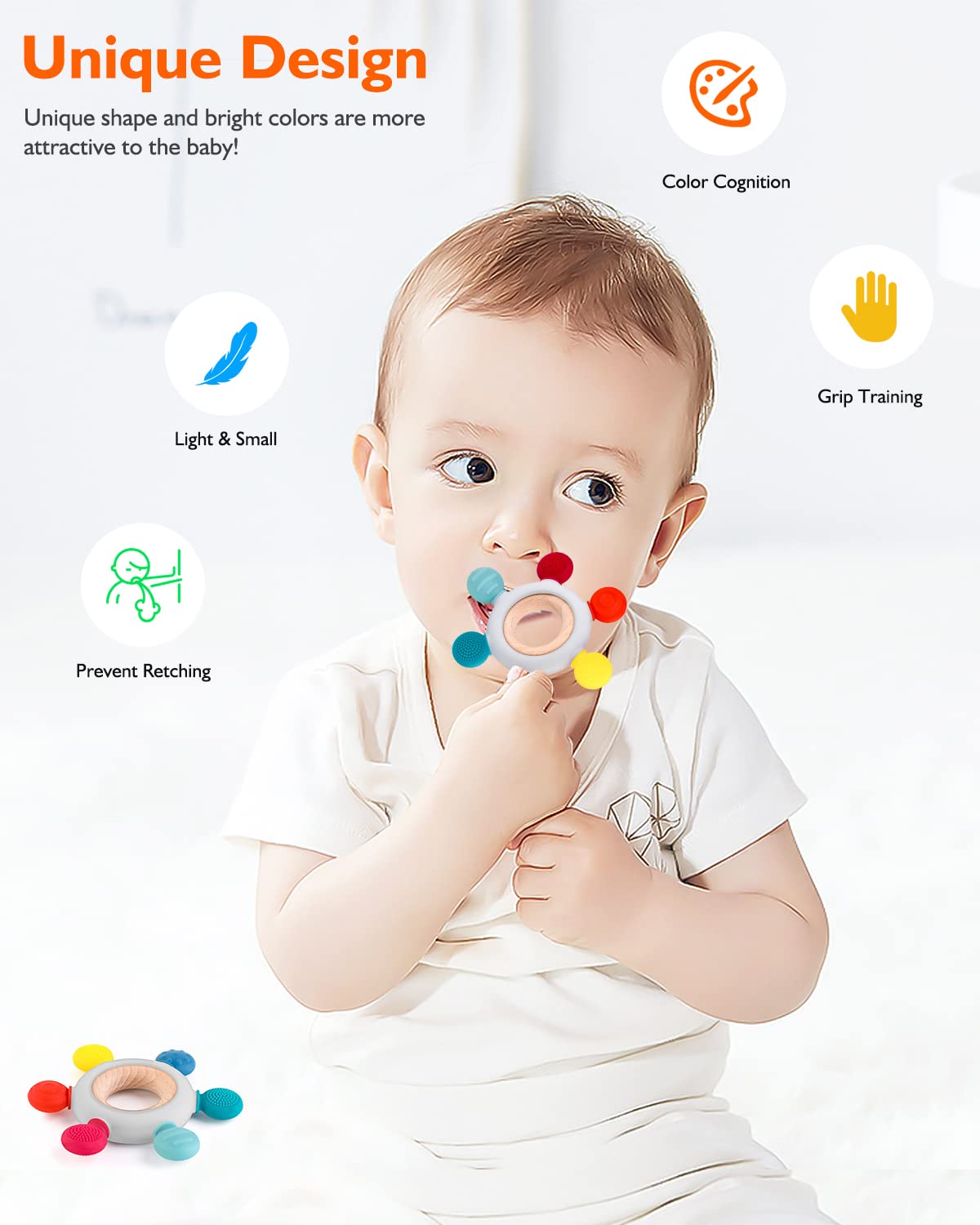 akolik Baby Teething Toys  Teething Relief Toy  BPA Free Baby Chew Toys Infant Toys Newborn Accessories  Teethers for Babies 0-3-6-9-12 Months Old Boys Girls