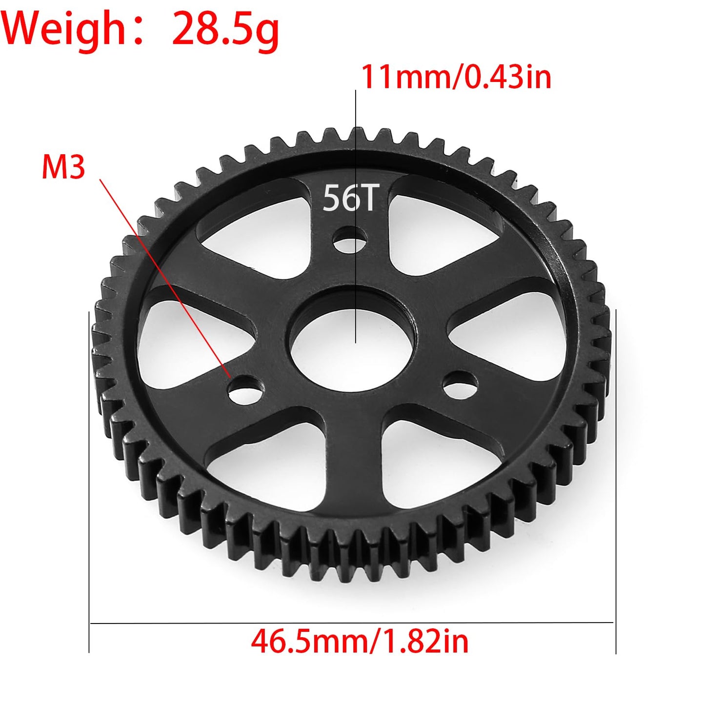 32P Spur Gear, 56T 0.8 Metric Pitch, Compatible With 32P, Hardened Steel 56 Tooth 0.8M Spur Main Gear For 1/10 Traxxas Ford Rust