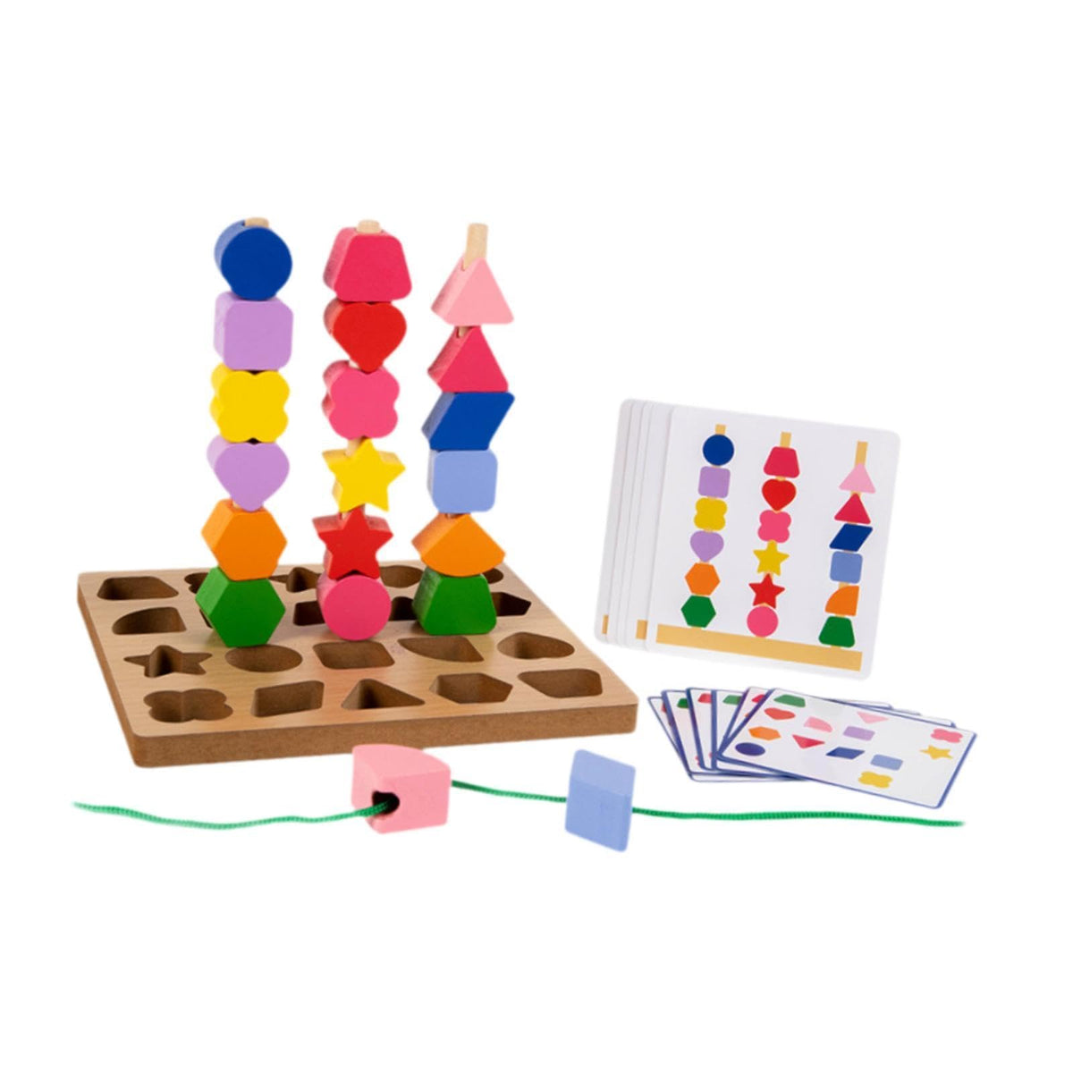 Club BollywoodMontessori Wooden Beads Sequencing Toy Set Lacing Beads For 2 3 4 5 Children|Baby|Toys For Baby|Developmental Baby