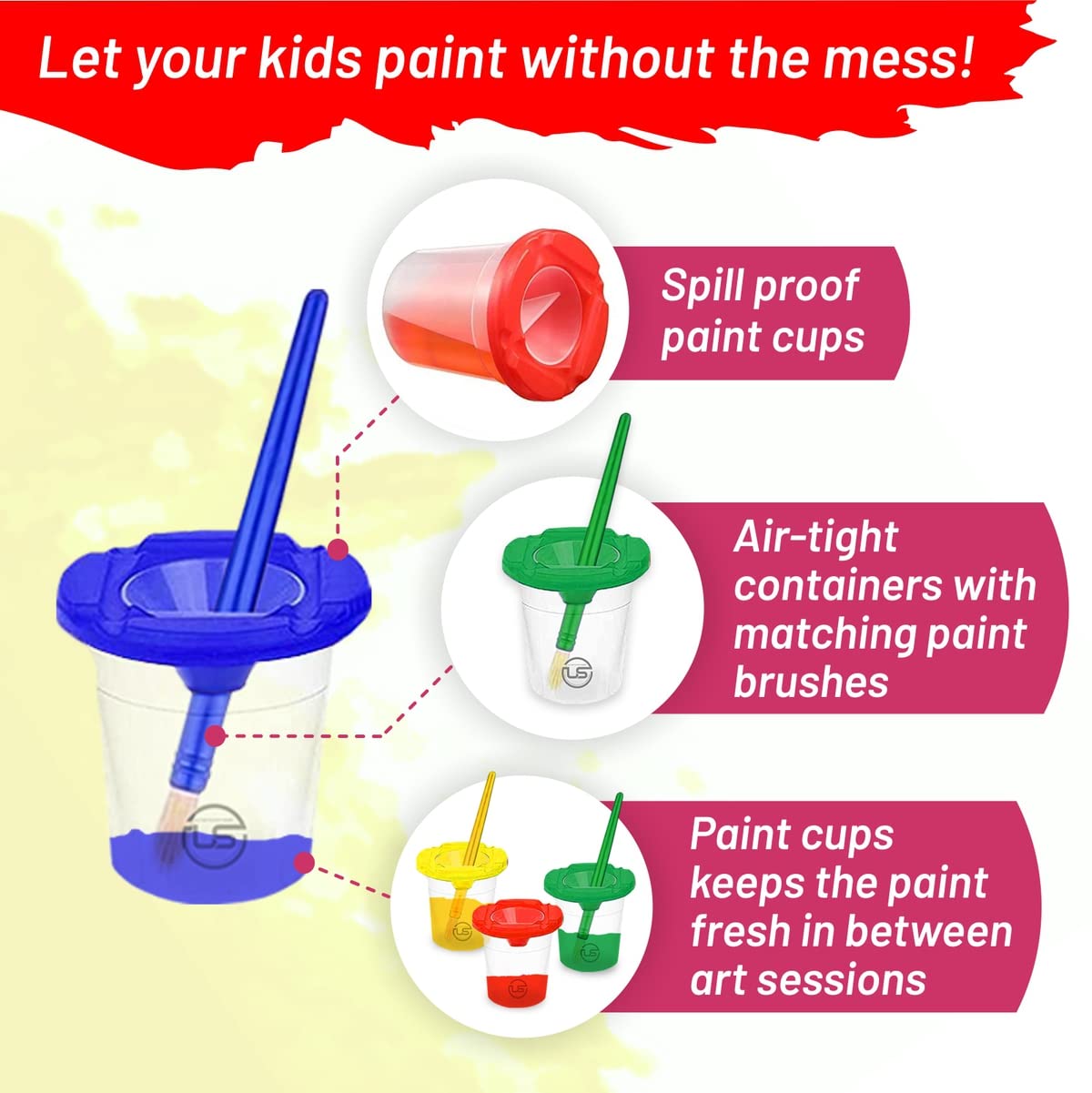 The Mega Deals Kids Painting Set, Washable Paint for Kids with Paint Cups and Toddler Paintbrushes, Non Toxic Washable Finger Pa
