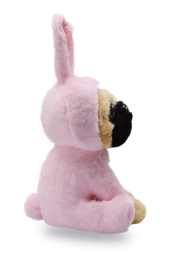 YONLIT Adorable Pug Stuffed Animal Dressed in a Pink Bunny Outfit, Super Cute and Soft Plush Puppy for Easter Gifts or Dog Lover