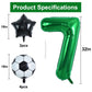 Toniful 32 Inch Soccer Balloons Set 7St Birthday Decoration Green Number 7 Foil Soccer Balloon Black Star Balloons For Children'
