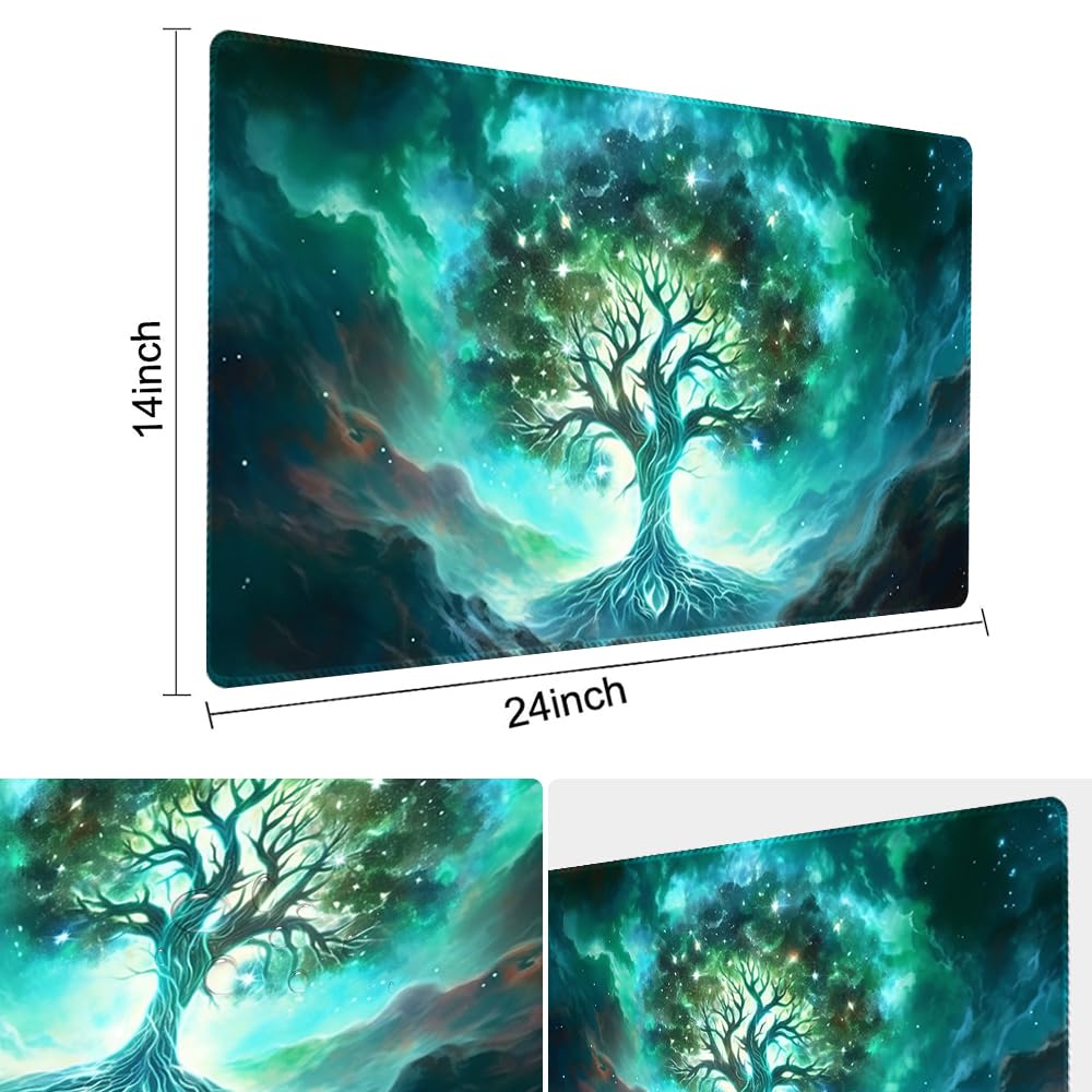 SIXTORE enhanced Board Game 24x14in TCG Playmat Compatible for OCG CCG RPG MTG Play Mats Mousepad Desk Mat (Green Vitality)
