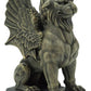 Ebros Gift Muscular Stoic Lion Gargoyle With Griffin Wings Crouching On Pedestal Decorative Statue 6.5' Tall Medieval Cathedral Castle Rooftop Gothic Figurine