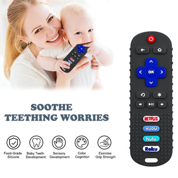 Yapromo Babay Teething Toys,Reomte Teether Toys, Silicone Chew Toy For Babies 18+ Months, Remote Control Shape Teething Toys, Early Educational Toy Bpa Free & Refrigerator Safe (Purple)