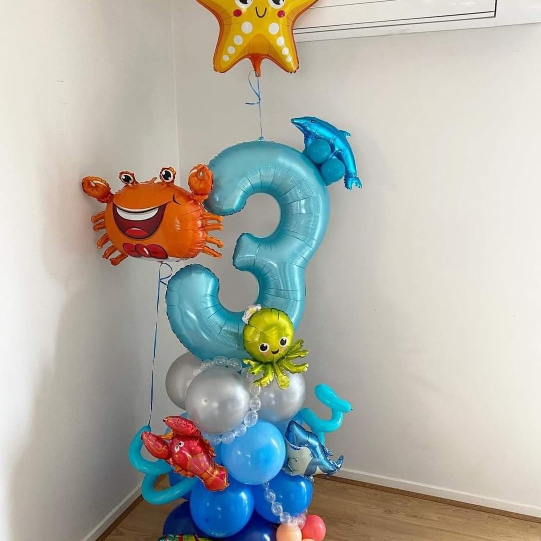 Paticool 40 Inch Blue Number Balloon 3, Large Light Blue Number Foil Mylar Balloons For Birthday Party Celebration Decorations S