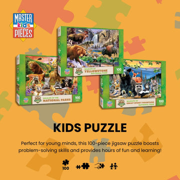 Masterpieces - 100 Piece Jigsaw Puzzle For Kid 6+ Years, Wildlife Of Yosemite National Park, Educational And Fun Game, Gift Idea