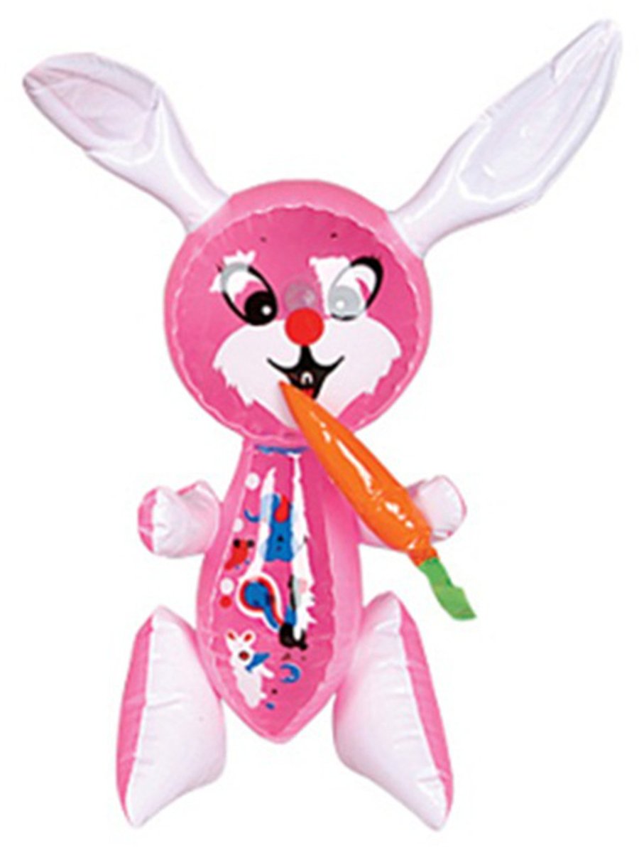 Rhode Island Novelty Large 17  Pink Inflatable Easter Bunny Rabbit with Carrot Toy Decoration