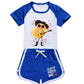 Hecendolame Short Sleeve cute Costume Princess suit Kids Children Girls T-shirt and Shorts Outfit Sets Sea blue to 3-4years