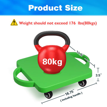 Gse Games & Sports Expert Orange Sports Scooter Board With Handles, Floor Sitting Scooter Board With Non-Marring Plastic Casters