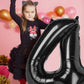 Number 4 Balloon 40 Inch Large Black Jumbo Digit Mylar Foil Helium Black Balloons For 4Th Birthday Party, Number 4 14 40 Balloon