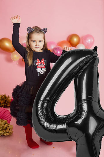Number 4 Balloon 40 Inch Large Black Jumbo Digit Mylar Foil Helium Black Balloons For 4Th Birthday Party, Number 4 14 40 Balloon
