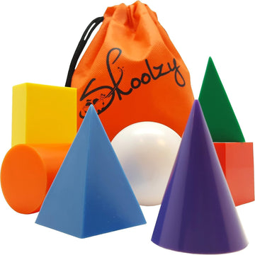 Skoolzy Jumbo 3D Shapes For Teaching 7 Pcs - Geometric Shapes - 3D Shapes Manipulatives - Geometric Shapes For Classroom Age 3+