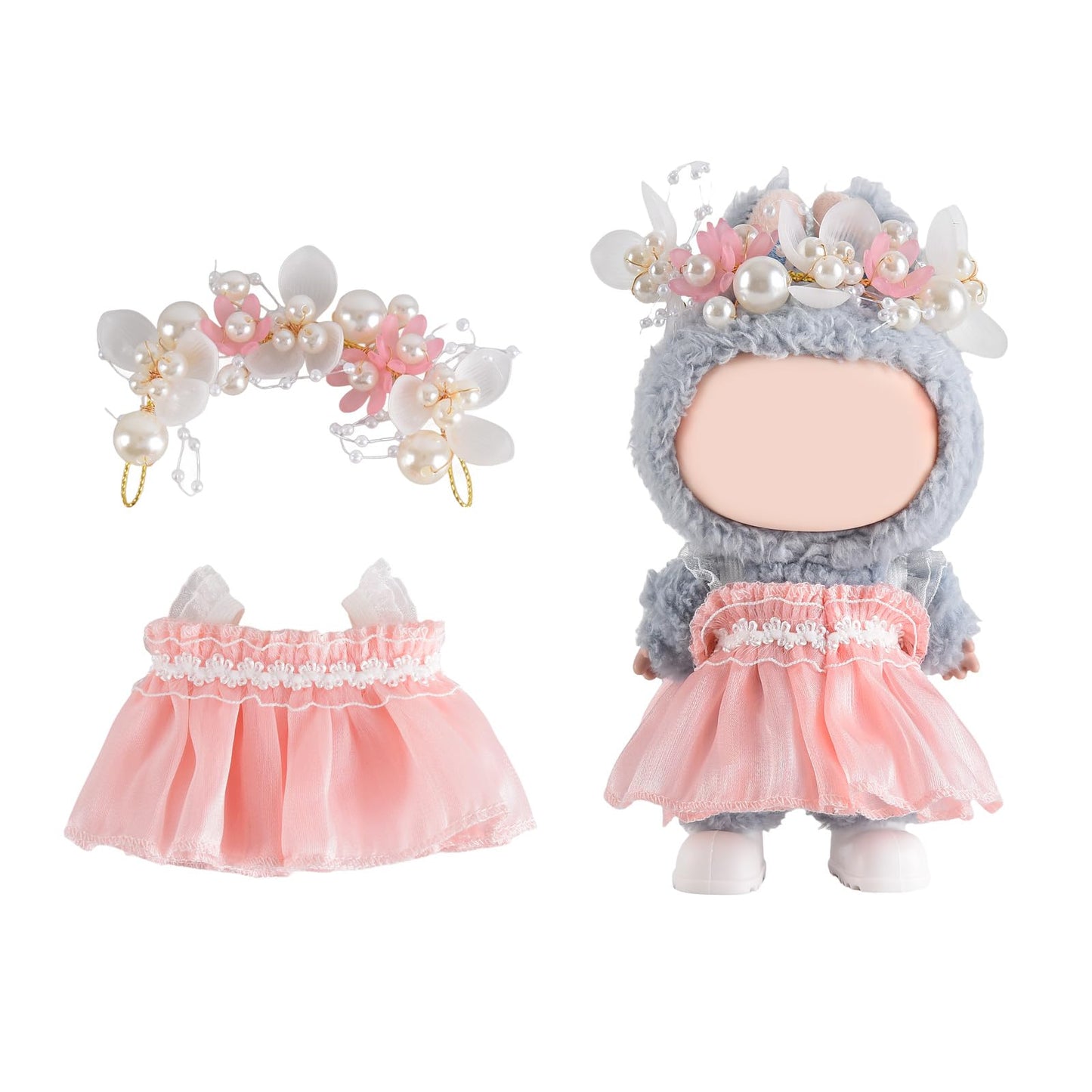 GDLSYLGHY 2025 Version Doll Clothes Set  Beautiful Outfits Suits Optimal for Your 5.9-6.7in Dolls Dressing Up  Bubudoll Clothing Accessories with Random Color Rain Boots(Pink Laces Dress Suit)