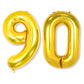 Flyloons 90 number Golden Foil Balloon 16 inch Size Birthday Decoration Items Pack of 2 | 90th Year Balloons | Ninety