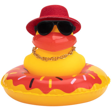 wonuu Car Duck Rubber Duck Car Ornaments Duck Car Dashboard Decorations with Cute Headband Swim Ring Necklace Sunglasses, A-Top 
