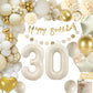 30Th Birthday Decorations For Her, Gold Happy 30Th Birthday Decorations Beige Gold And White Balloons Happy Birthday Banner Cake