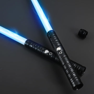 Komiikka Lightsabers Toy Light Saber Swords for Adults Kids 2 Pack, Rechargeable 2 in 1 15 Colors RGB Dueling Swords Toy with Re