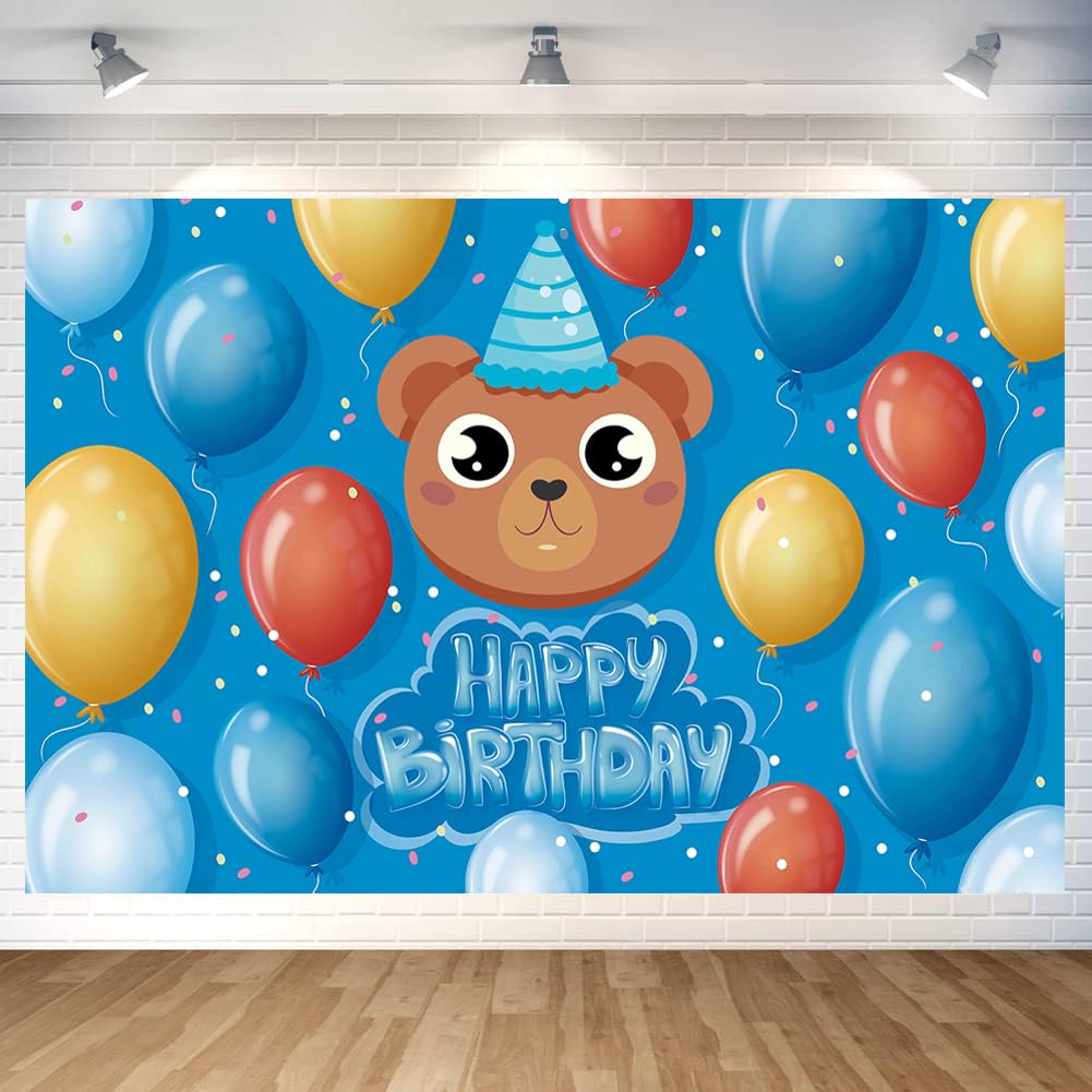 Cute Bear Birthday Party Decoration Cute Bear Happy Birthday Backdrop Cute Bear Photo Background Banner Poster For Kids Boys Bir