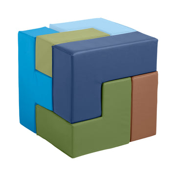 Ecr4Kids Softzone Brainy Building Blocks, Foam Puzzle, Earthtone, 7-Piece